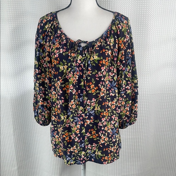 Johnny Was Jade Rocco Silk Peasant Top Floral Boho Career Sz XS - Picture 2 of 11